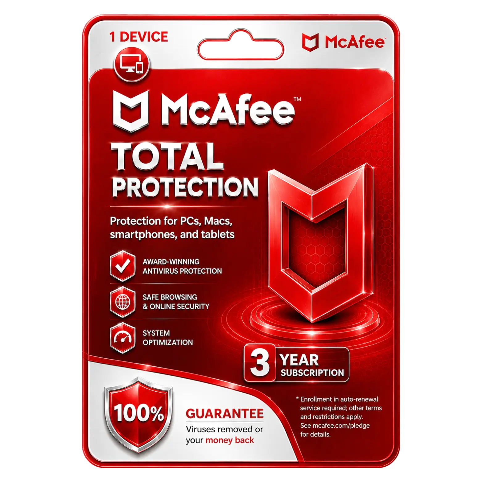 McAfee Total Protection 1D 3Y McAfee Total Protection 1 PC For 3 Years - Image 1