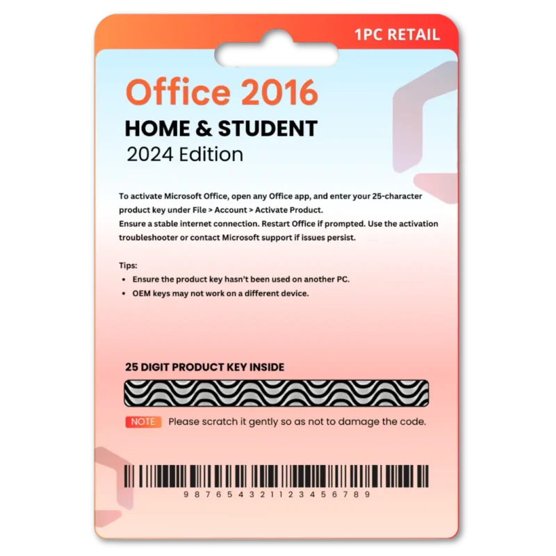 Office 2016 Home & Student Telephone activation key