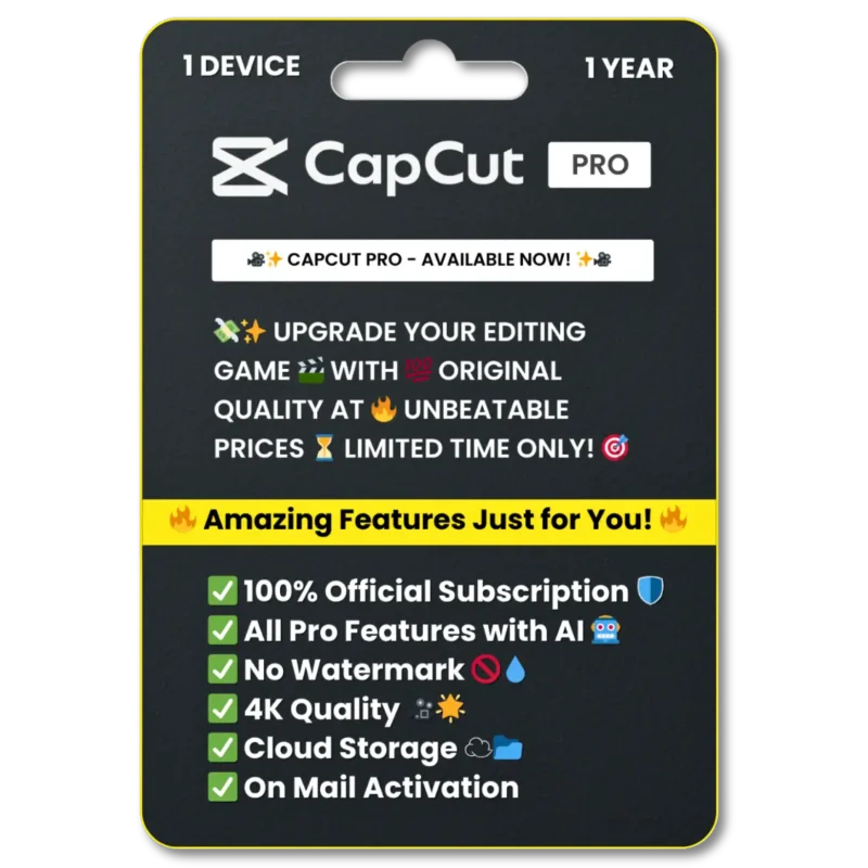 CapCut Pro For 1 Year Subscription