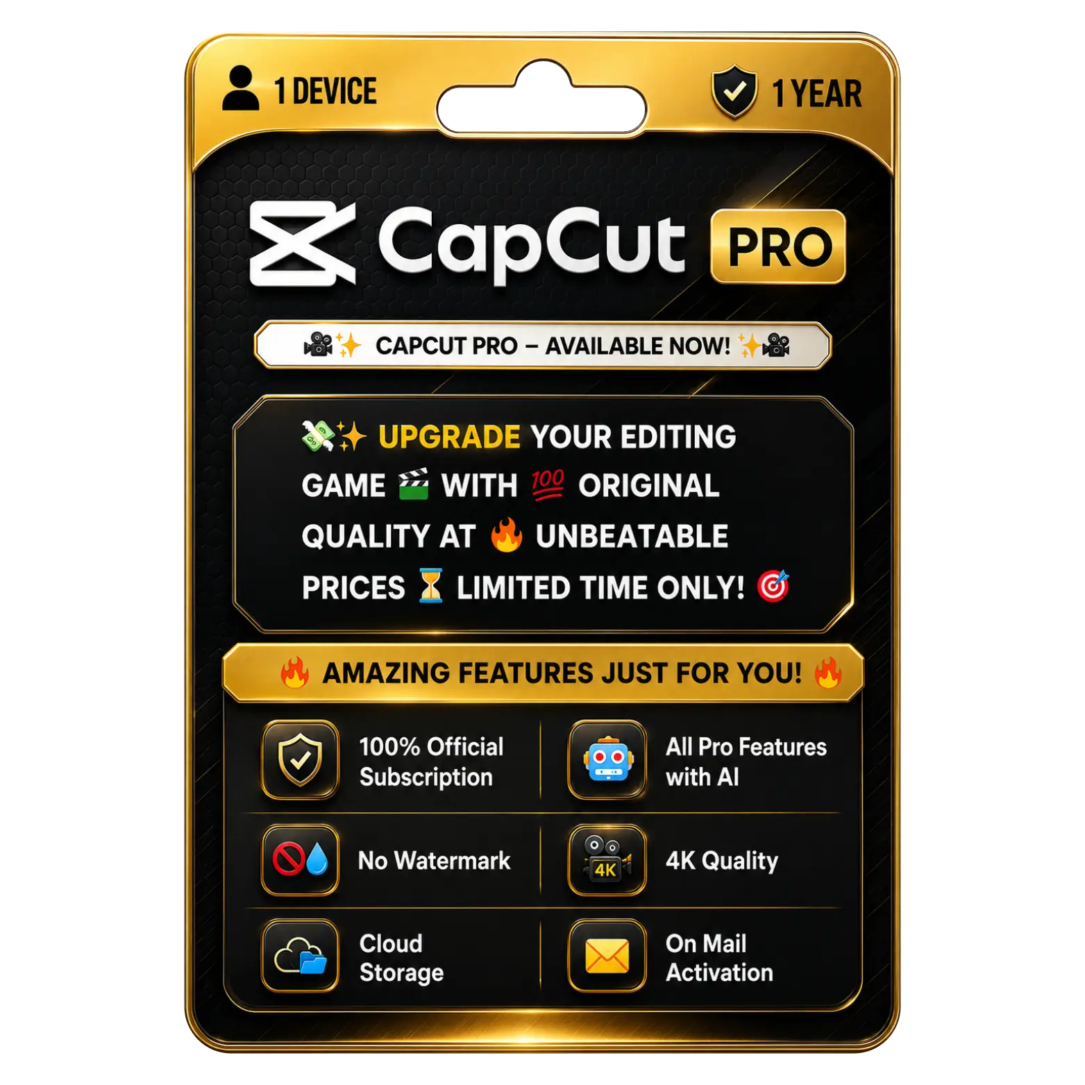 CapCut Pro (1) CapCut Pro For 1 Year Subscription - Image 1
