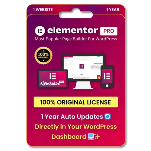 Elementor Pro With Original License For 1 Year Auto Update