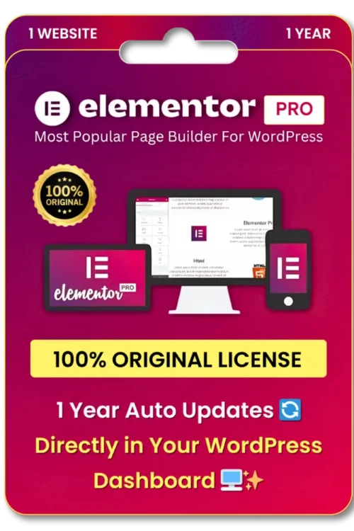 Elementor Pro With Original License For 1 Year Auto Update