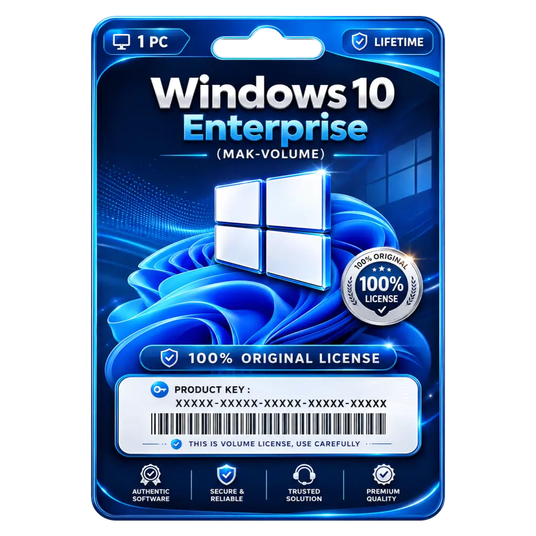 Windows 10 Enterprise Mak volume 1 PC Front Windows 10 Enterprise 1PC Original License Key - Image 1