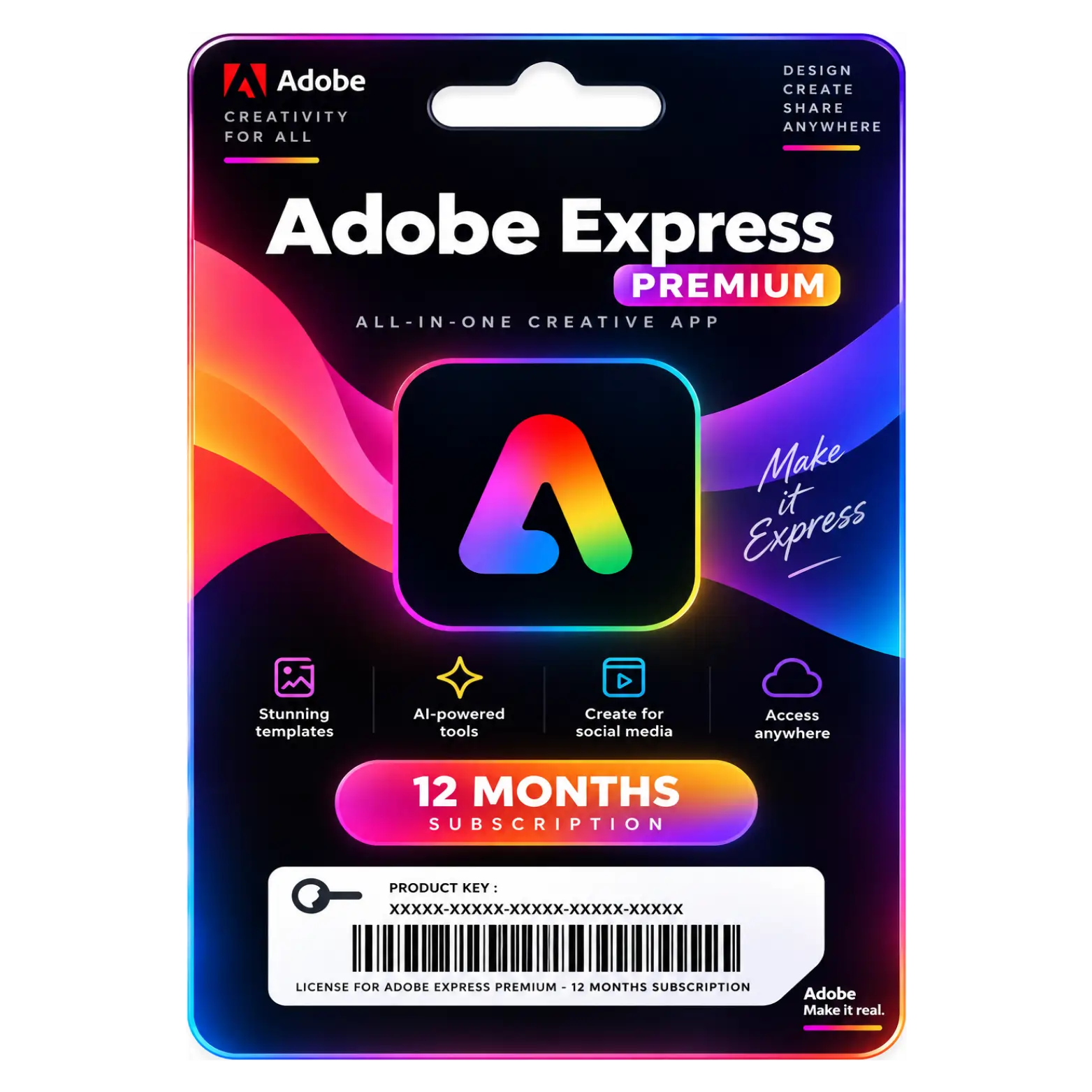 Adobe Express Premium Adobe Express Premium 12 Month Subscription - Image 1